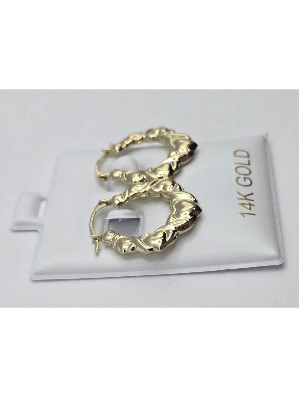 NEW 14K Gold Heart Hoop Earrings, 18.75mm, Love Hearts Yellow Gold Hoops, ITALY - Picture 4 of 9